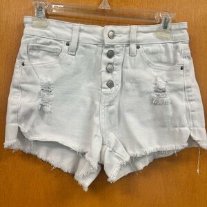 Harper White Distressed Denim Shorts